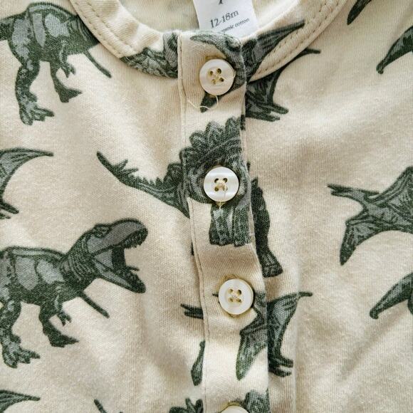 Kate Quinn 100% Organic Cotton Green Dinosaurs 12-18 Months EUC - Picture 3 of 3